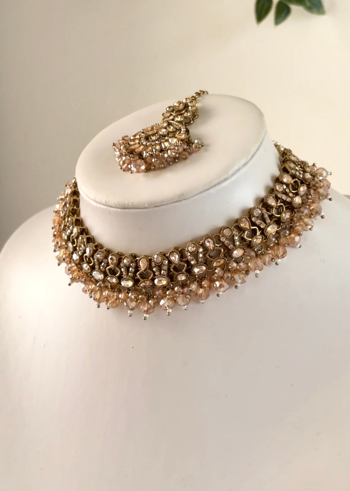 Crystal Necklace Set - Golden Champagne