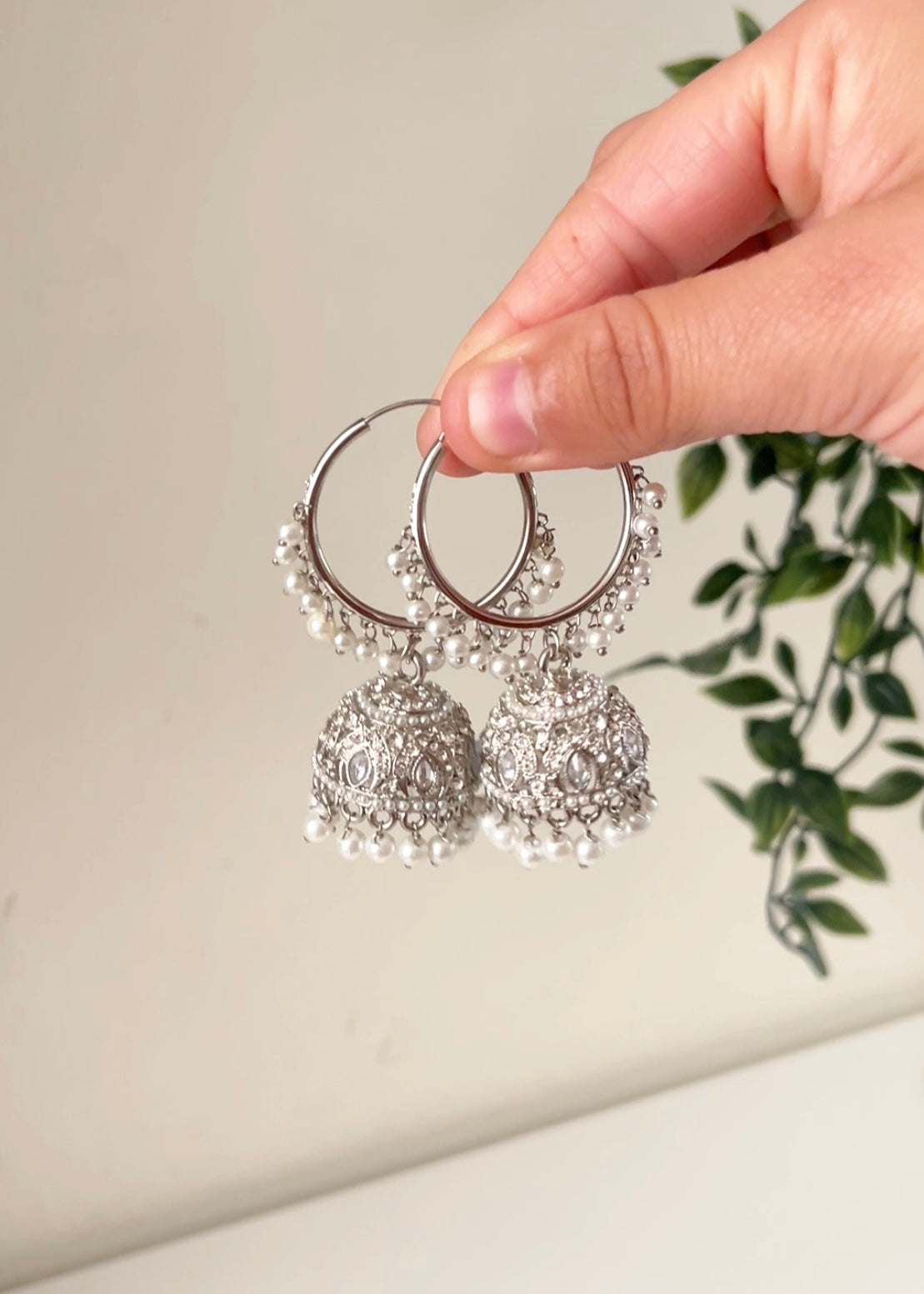 NAINA - Silver Jhumka Tikka Set