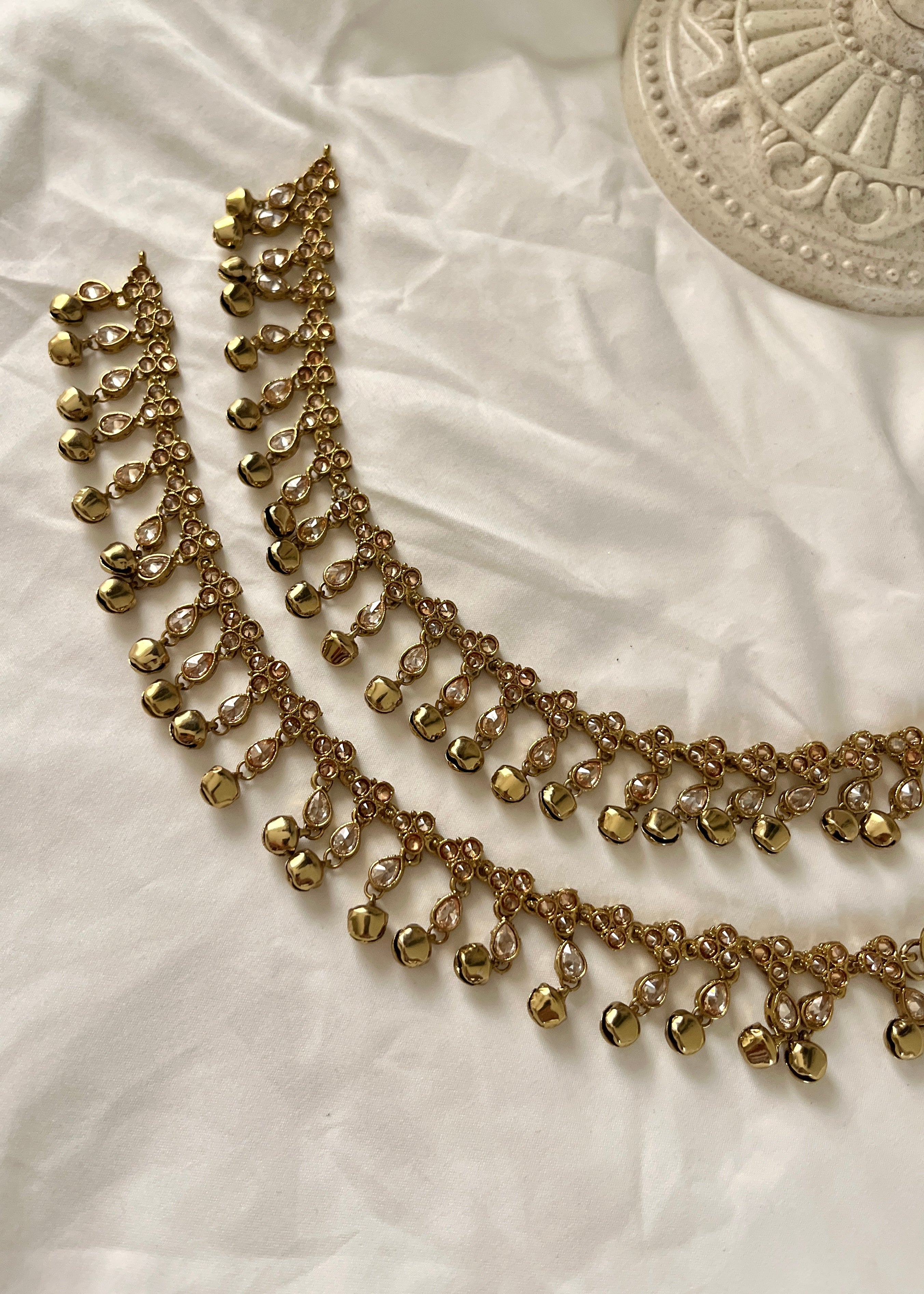 ZARA - Pair of Antique Gold Ghungroo Anklets