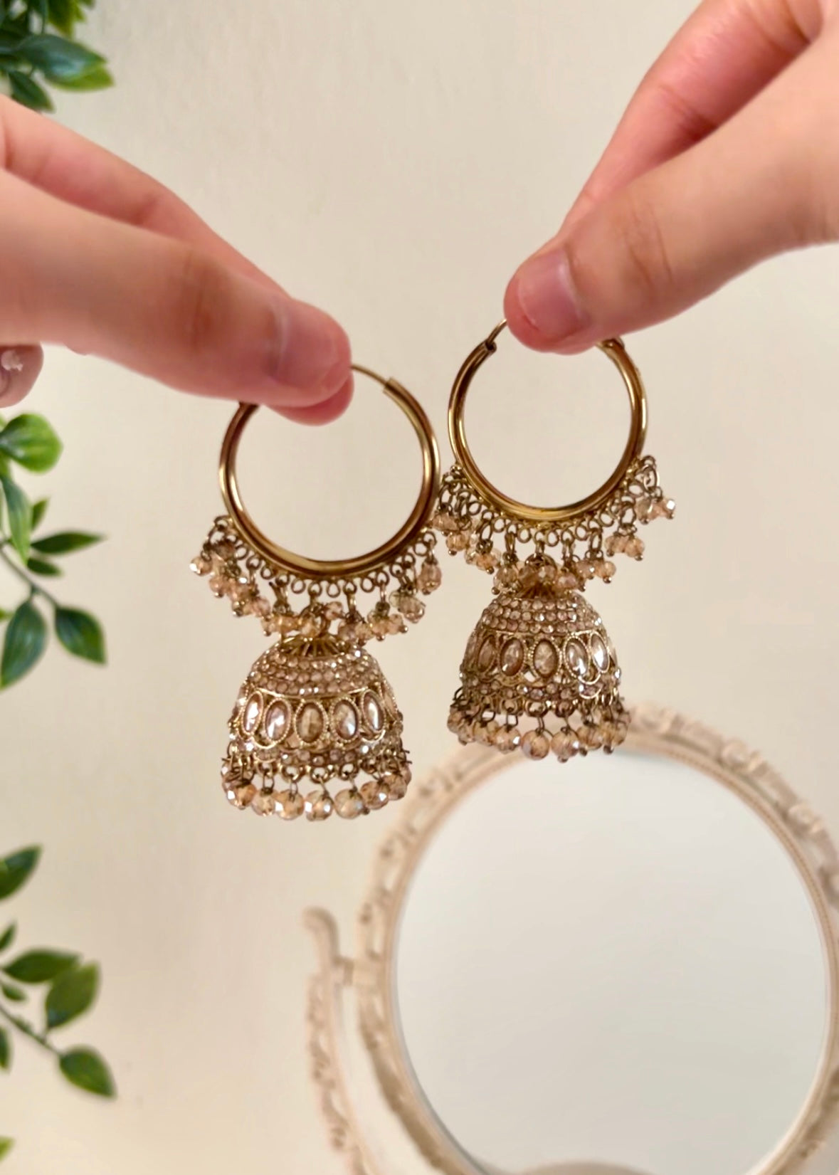RANI - Golden Champagne Jhumka Hoops