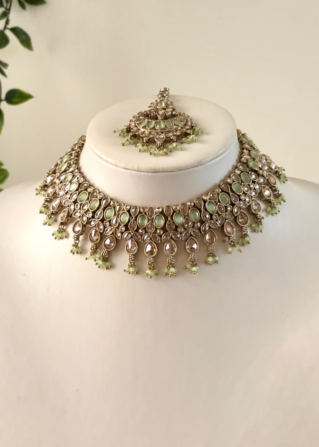 KIRAN - Mint Gold Necklace/Choker Set