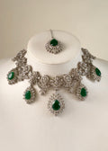 EMERALD - Silver Necklace Set