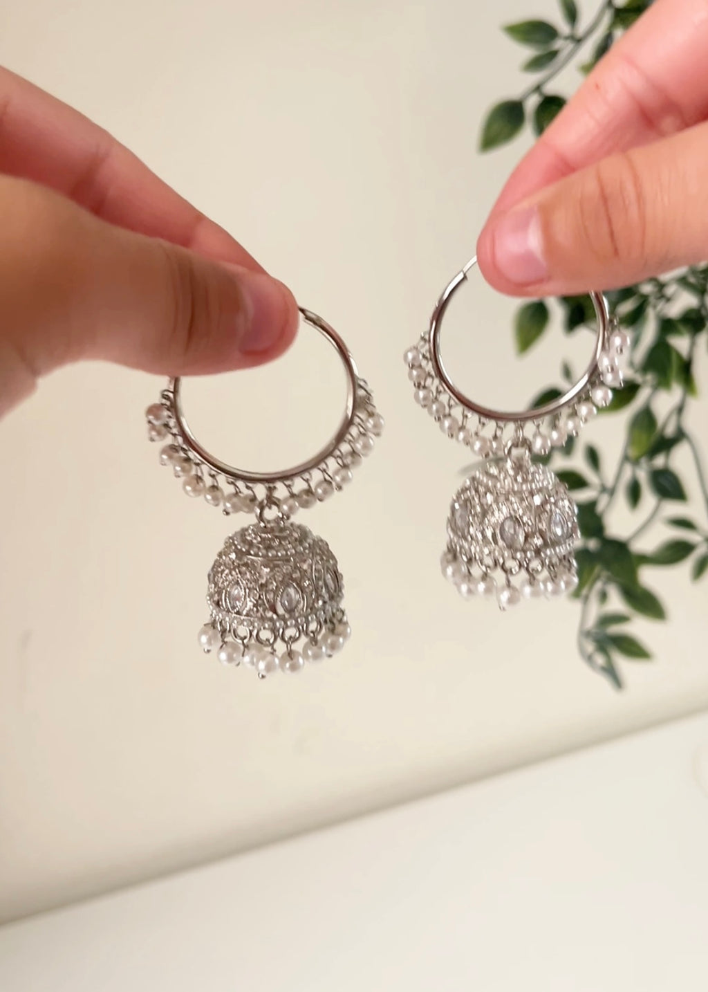 NAINA - Silver Jhumka Tikka Set