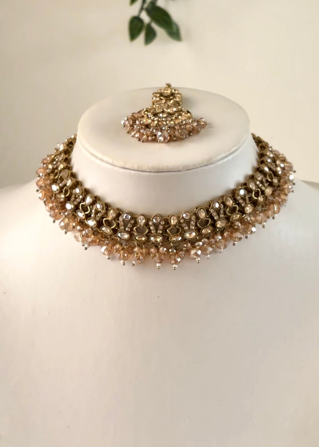 Crystal Necklace Set - Golden Champagne