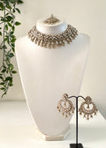 KIRAN - White Gold Polki Choker/Necklace Set