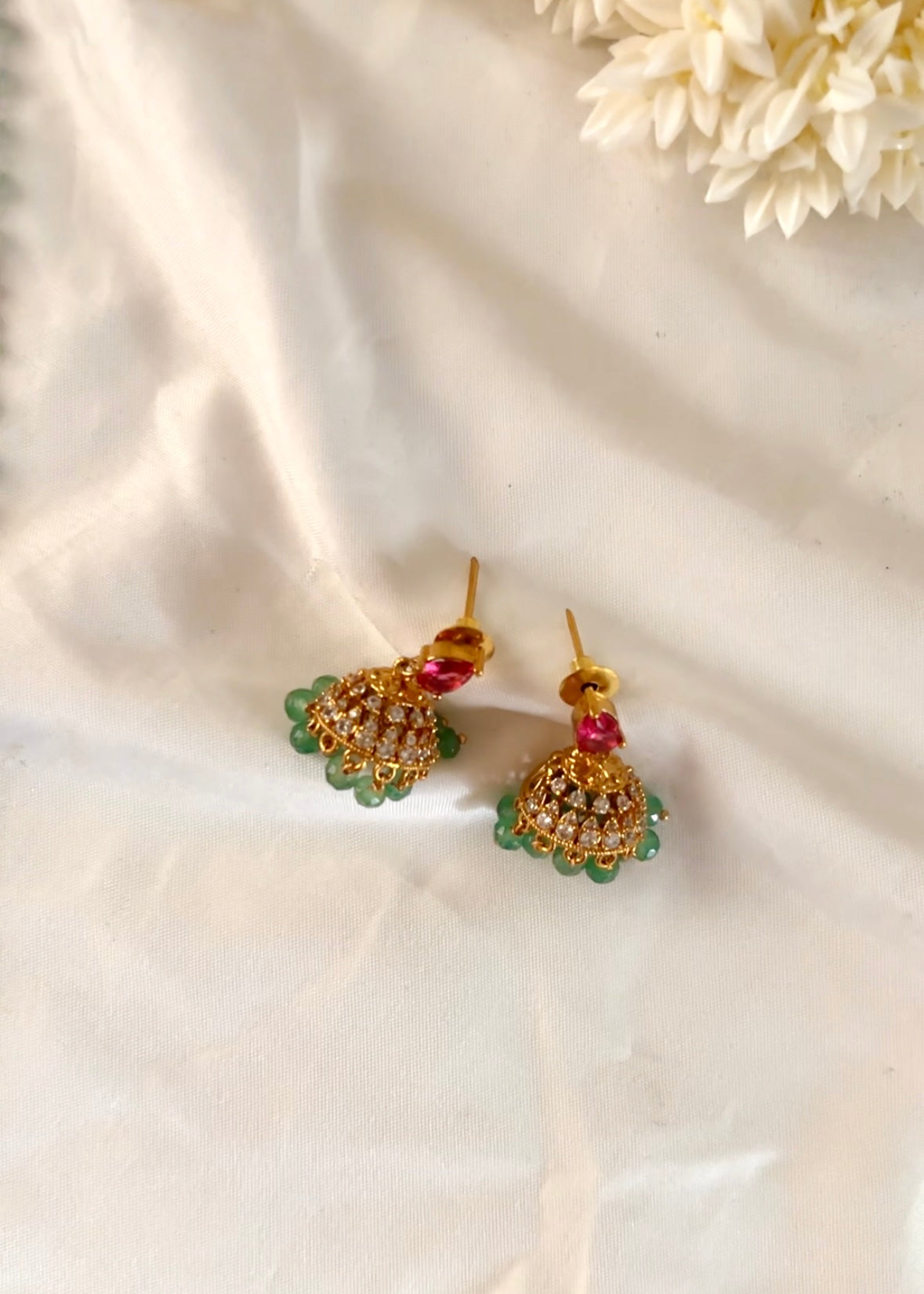 MEHEL | South Indian AD Pendant Mala Set with Jhumkis