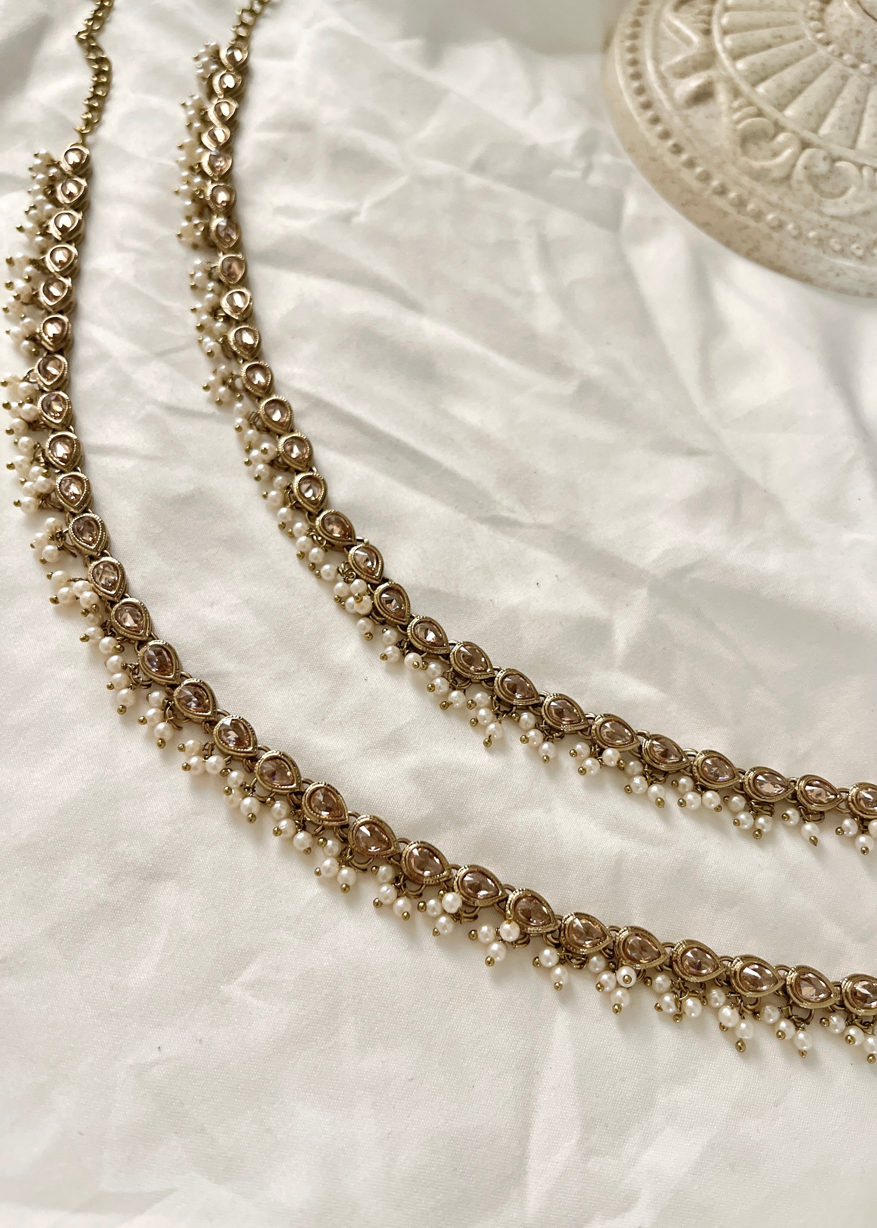 LYRA - Champagne Pearl Anklets (pair)