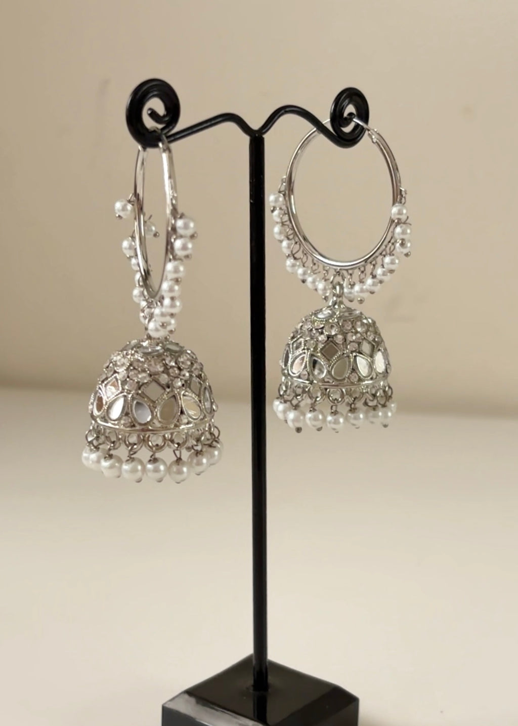 EZEL - Silver Mirror Jhumka Hoops
