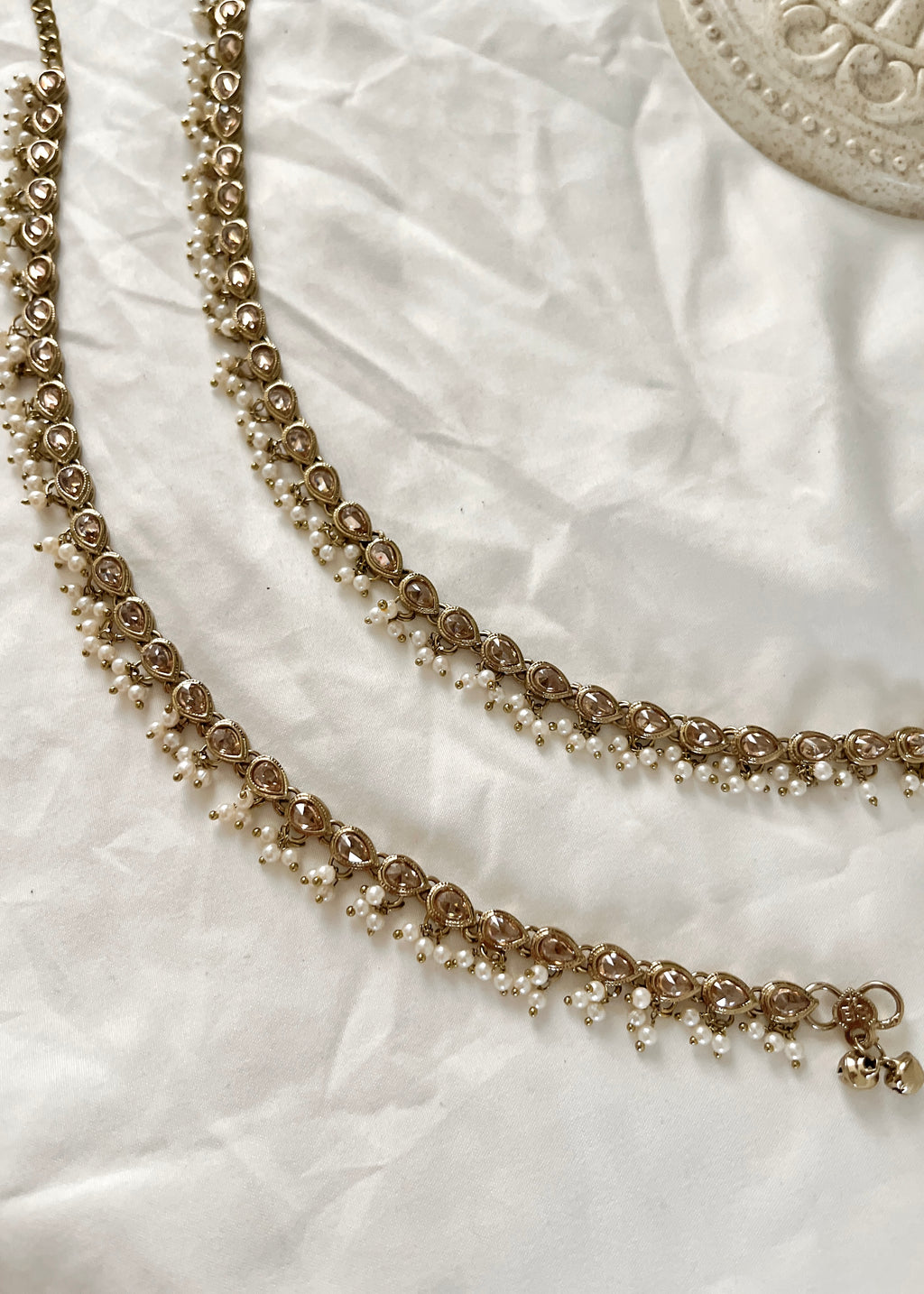 LYRA - Champagne Pearl Anklets (pair)