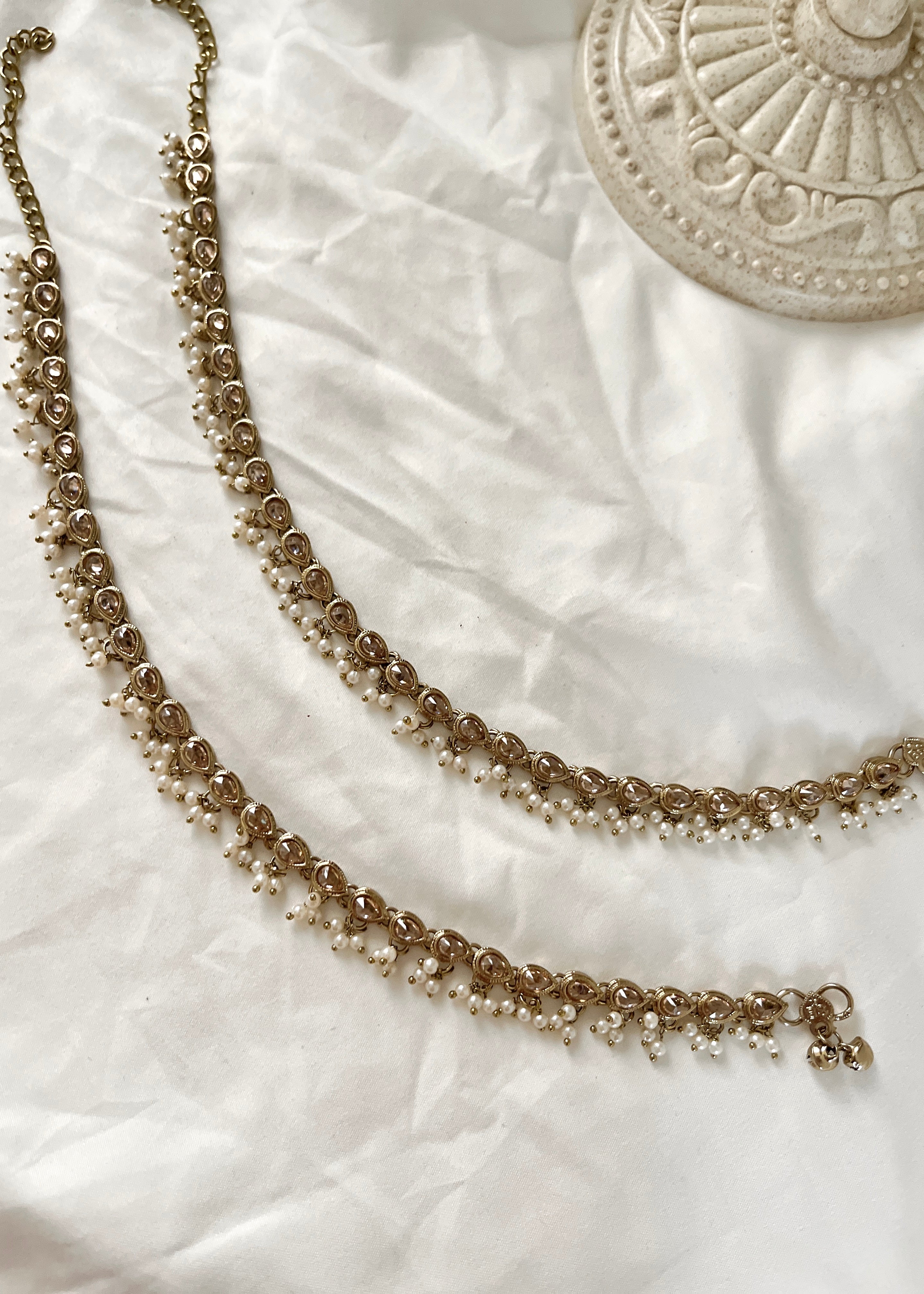 LYRA - Champagne Pearl Anklets (pair)