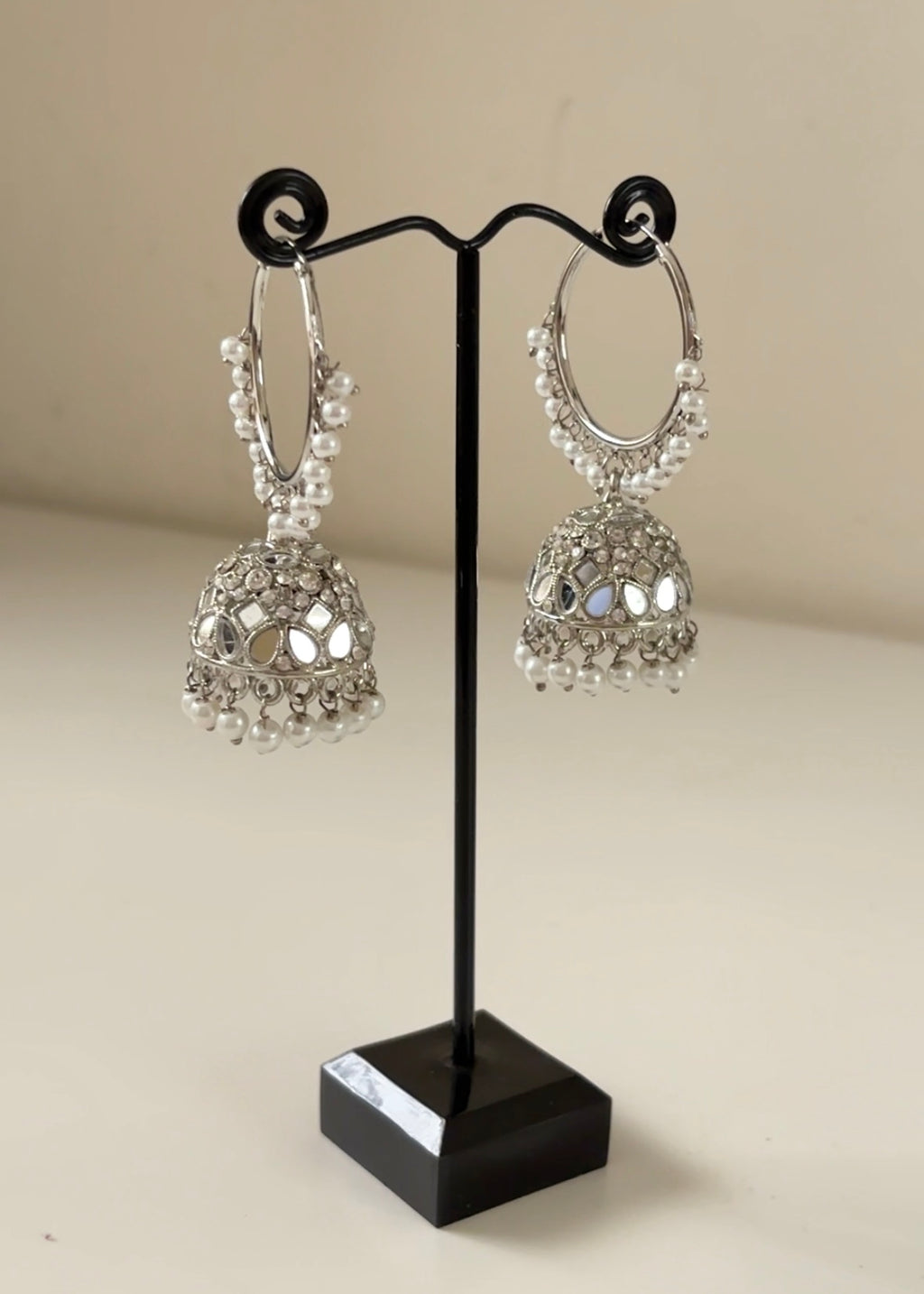 EZEL - Silver Mirror Jhumka Hoops