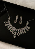 AD Silver Emerald Necklace Set