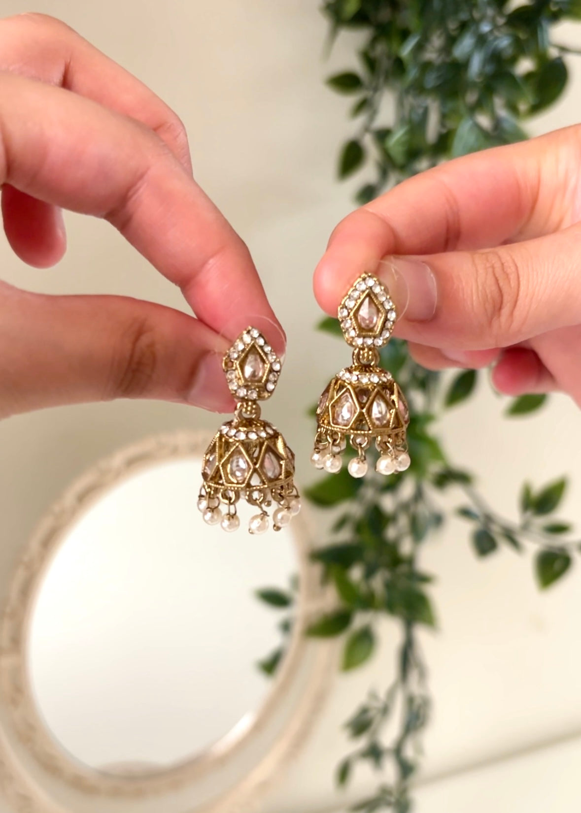 AZAL - White Gold Mini Jhumki
