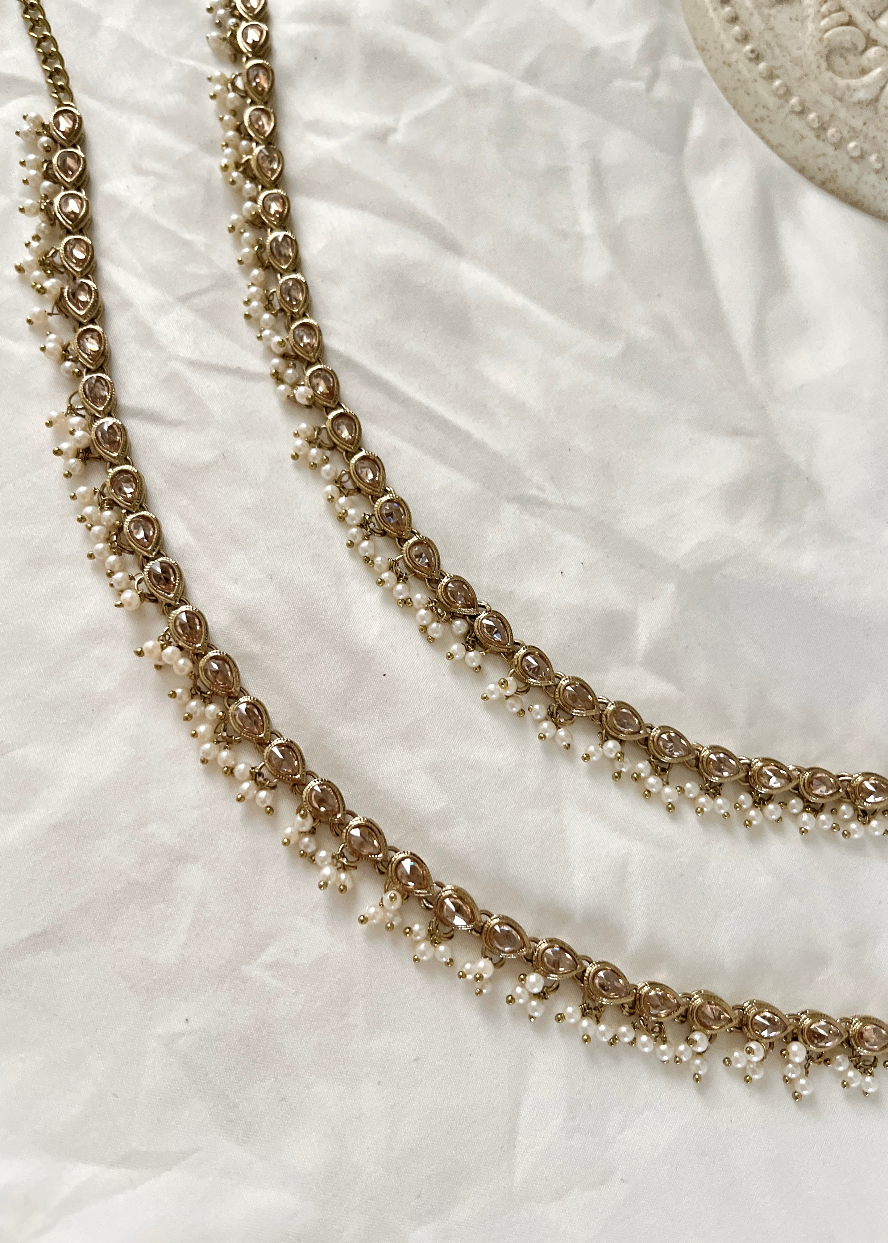 LYRA - Champagne Pearl Anklets (pair)