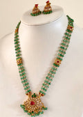 MEHEL | South Indian AD Pendant Mala Set with Jhumkis