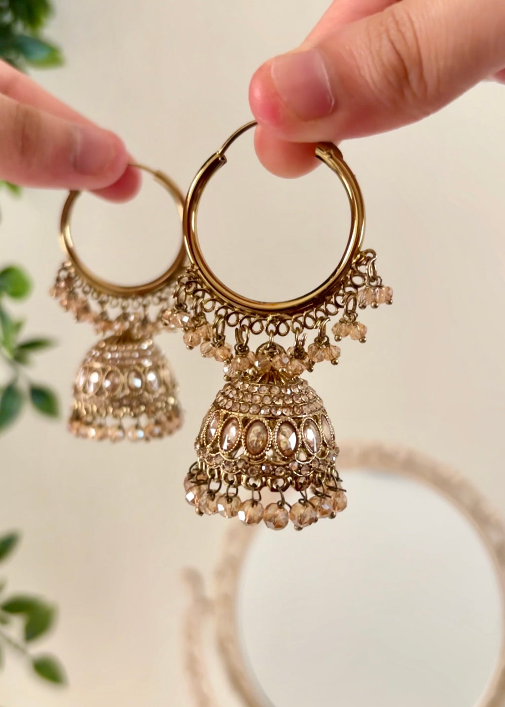 RANI - Golden Champagne Jhumka Hoops