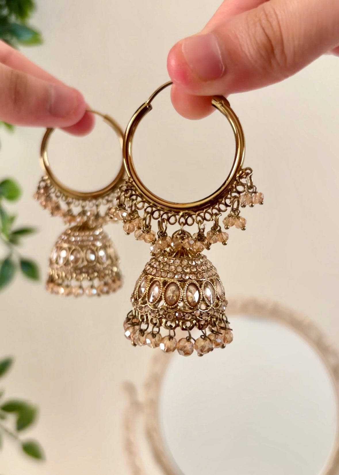 RANI - Golden Champagne Jhumka Hoops