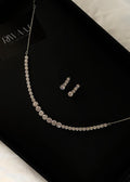 American Diamond Tennis Necklace Set with Earrings | Minimalist AD Jewellery