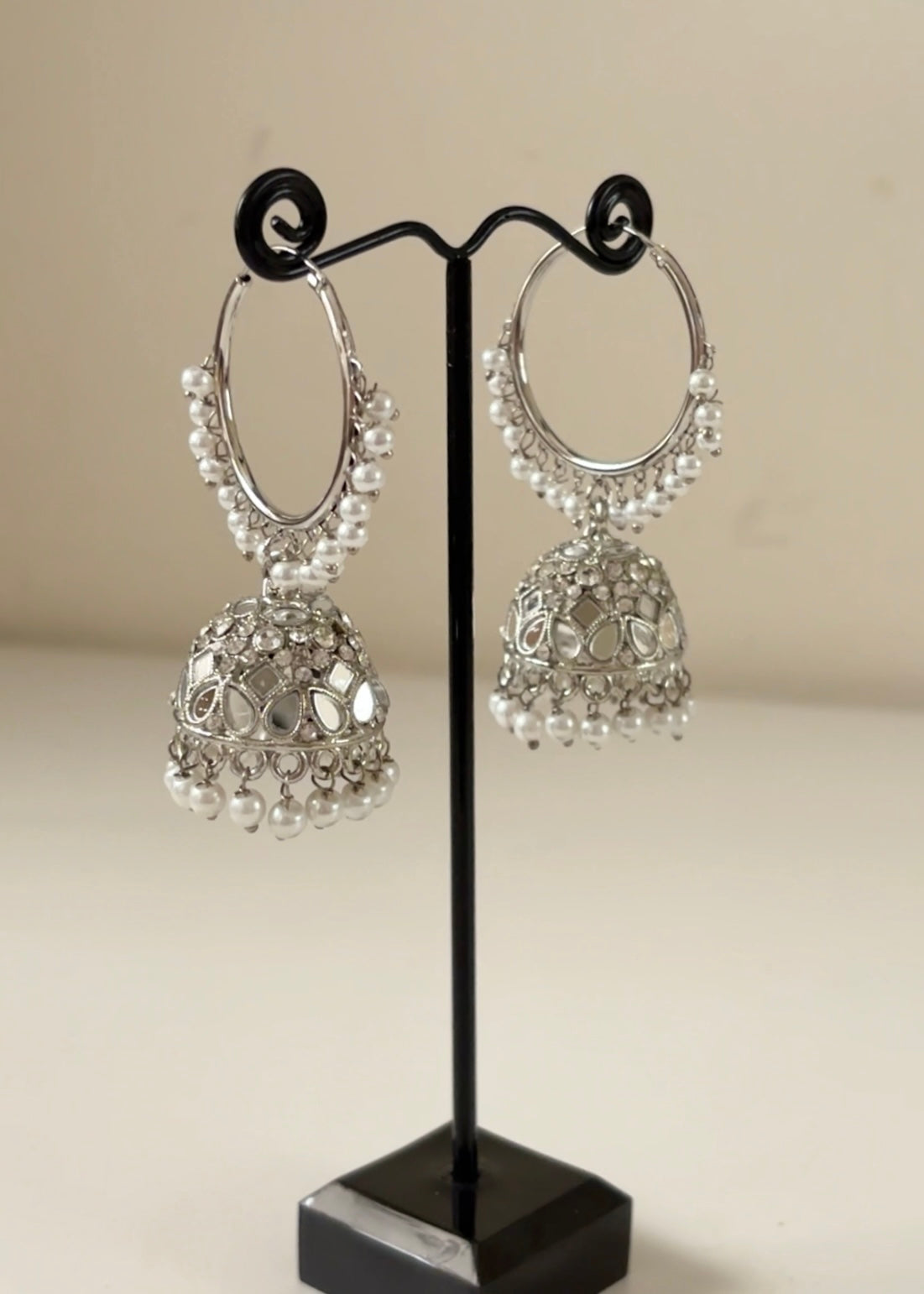 EZEL - Silver Mirror Jhumka Hoops