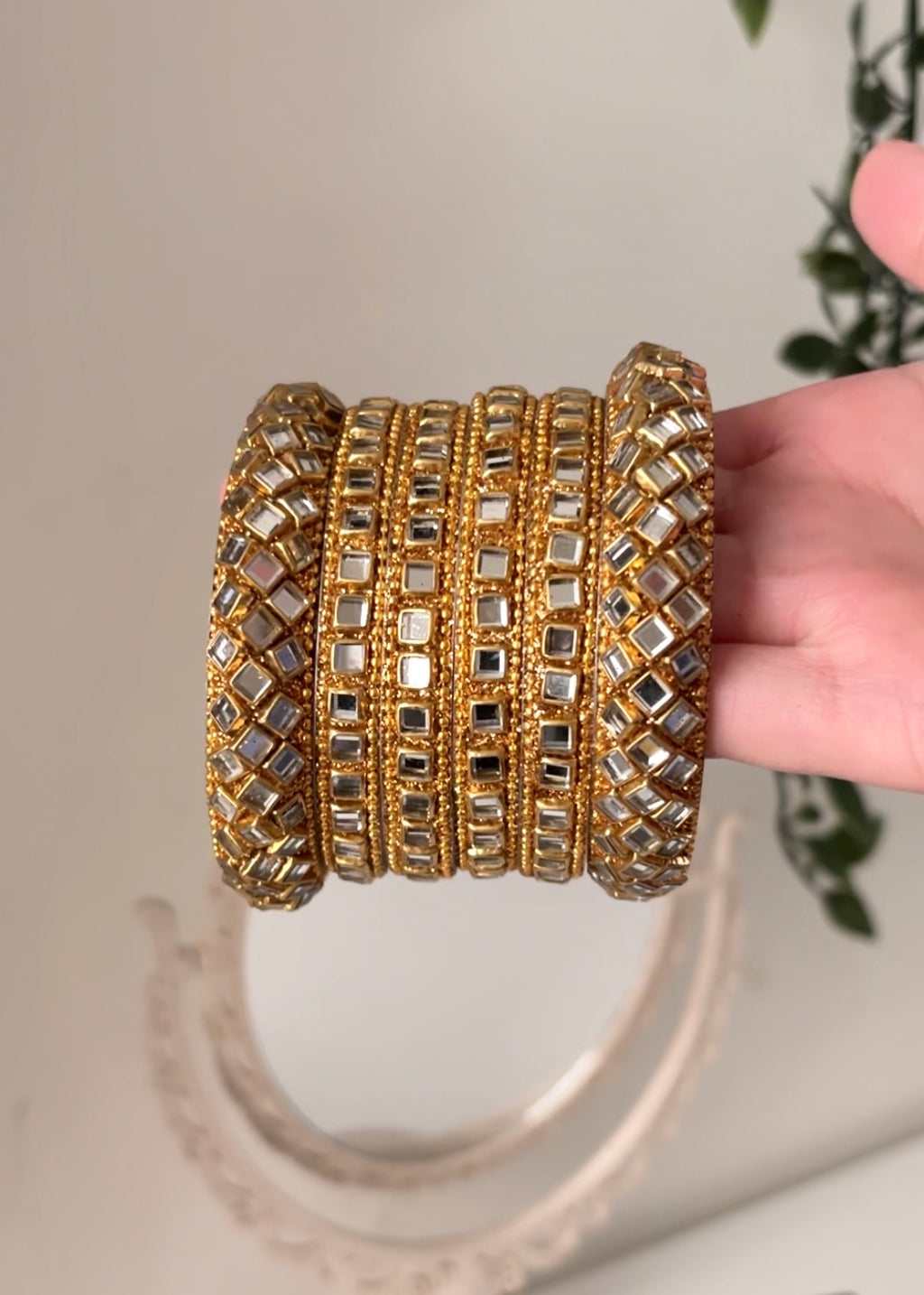 KUNDAN MIRROR SET