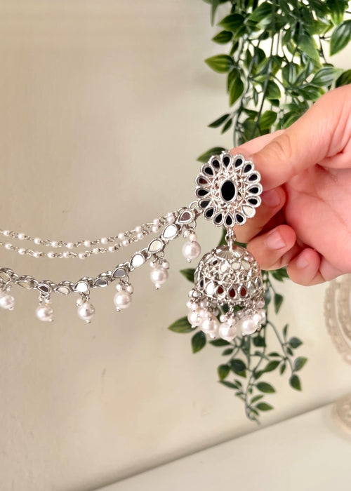 DEEP - Silver Mirror Jhumka Set