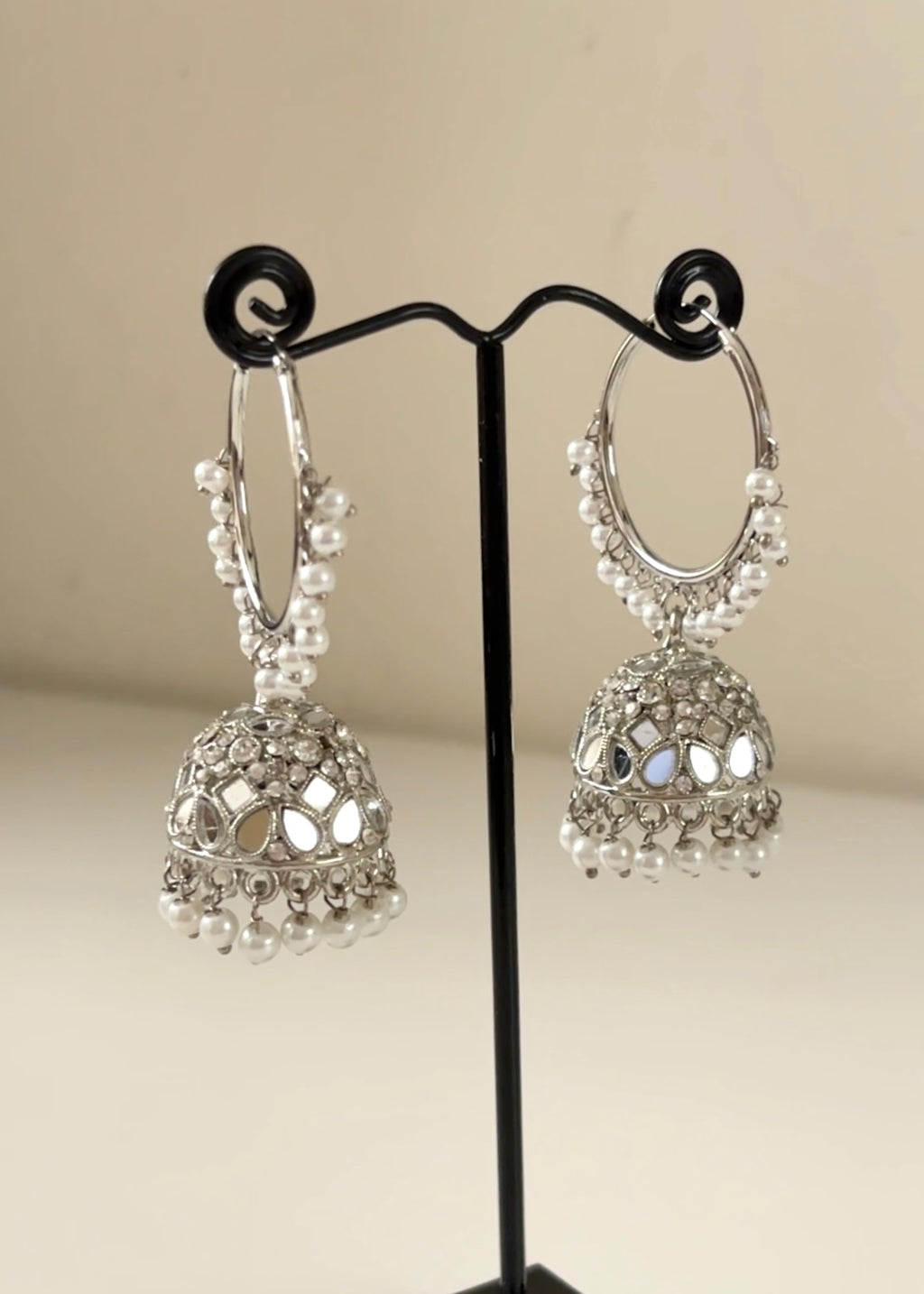 EZEL - Silver Mirror Jhumka Hoops