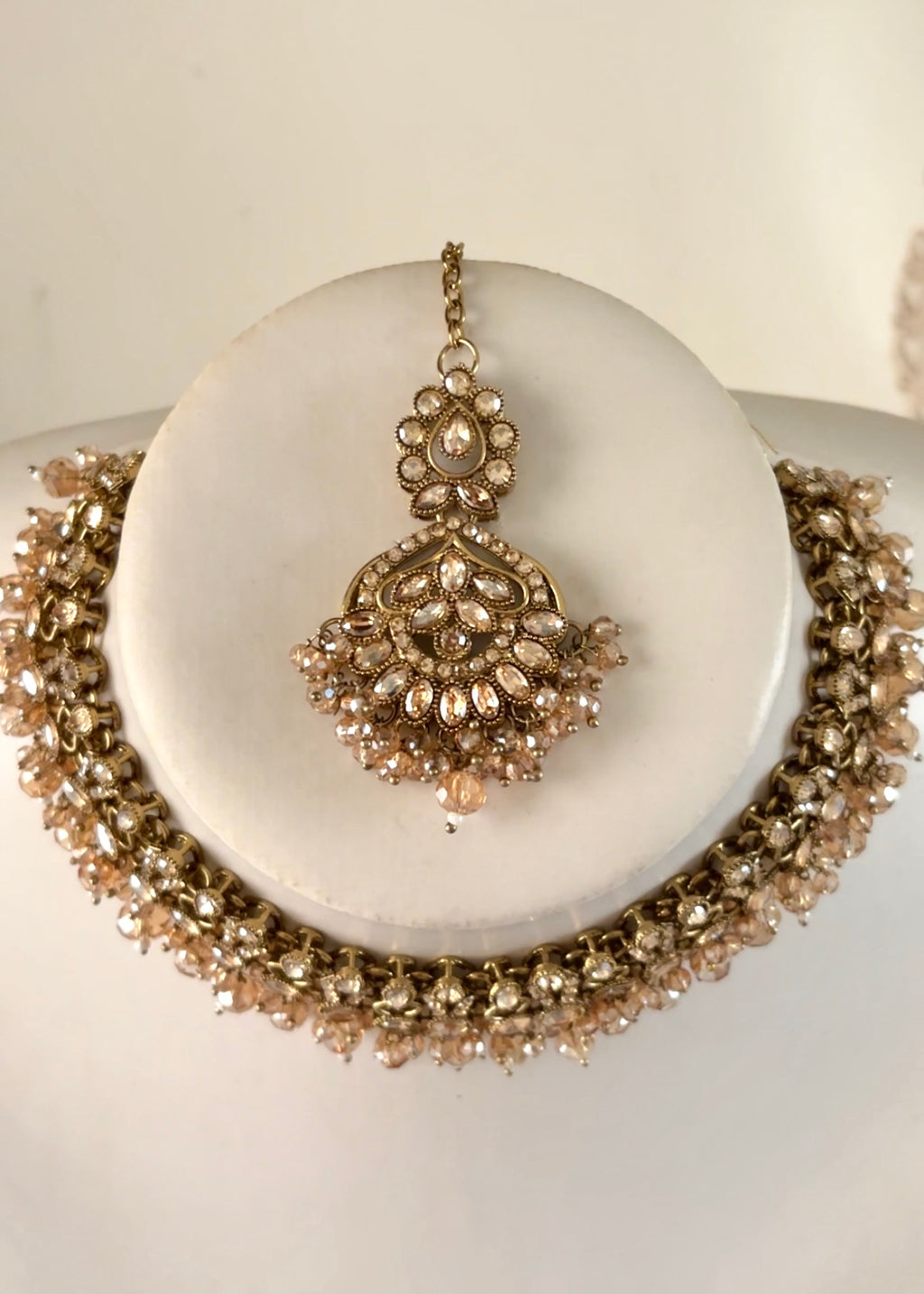Crystal Necklace Set - Golden Champagne