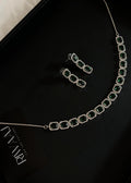 Emerald Green American Diamond Square Stone Necklace Set with Earrings | AD Jewellery