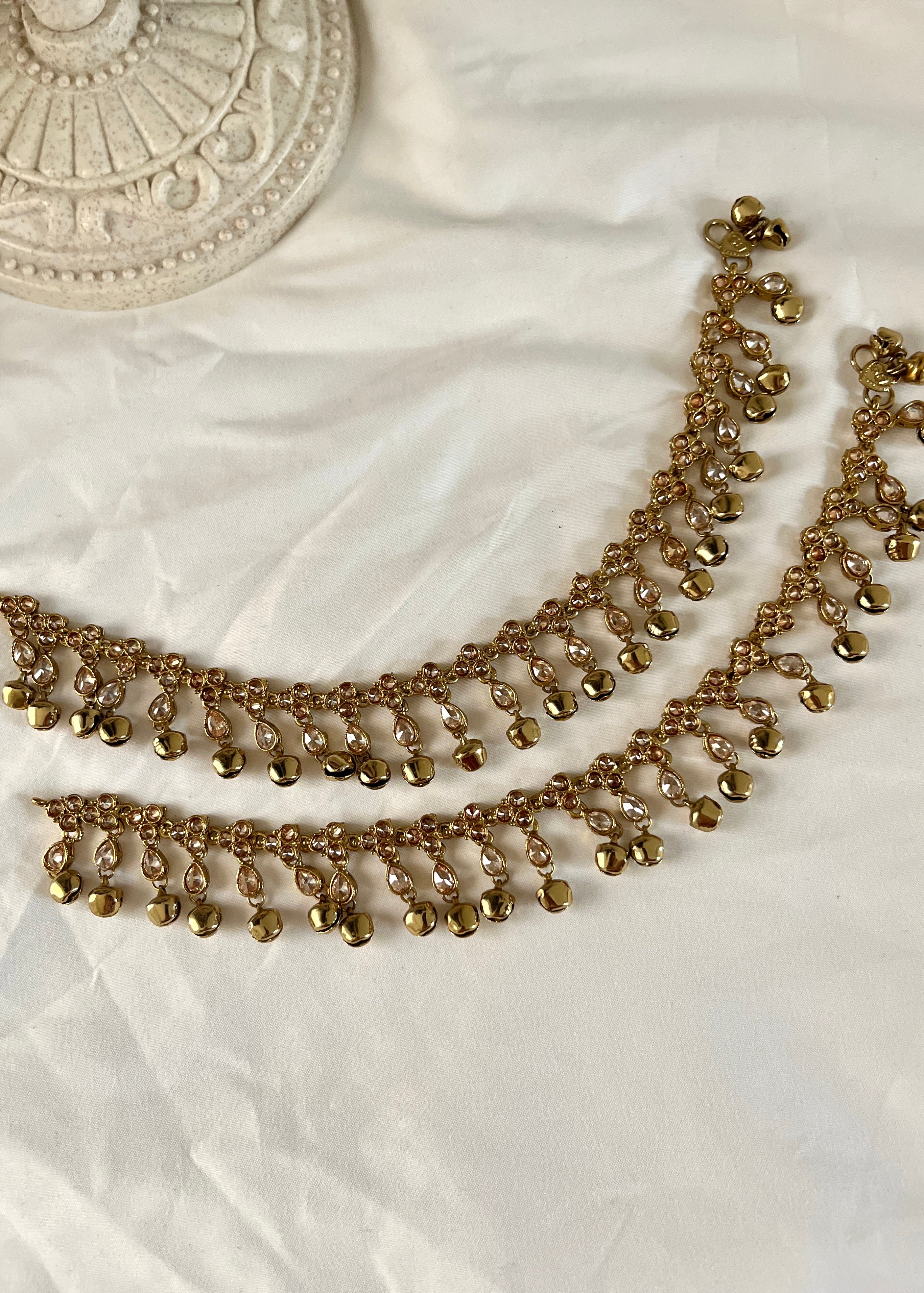 ZARA - Pair of Antique Gold Ghungroo Anklets