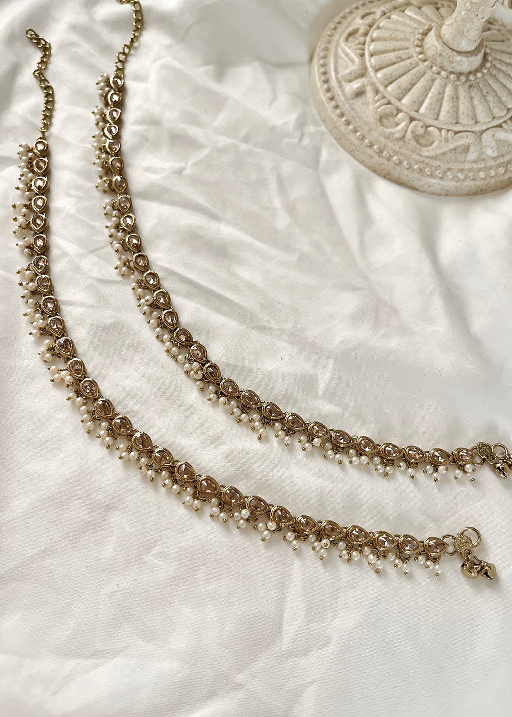 LYRA - Champagne Pearl Anklets (pair)