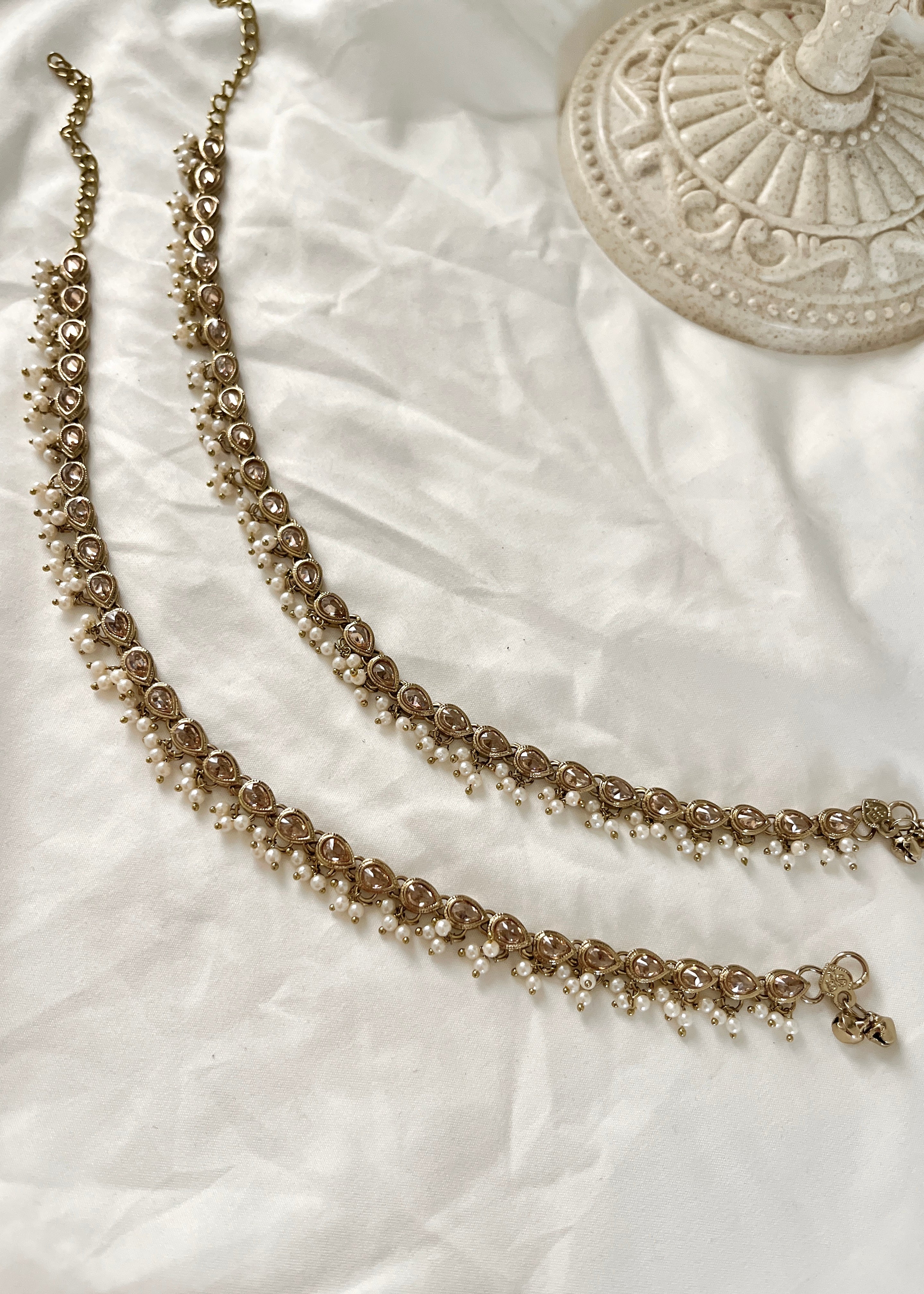 LYRA - Champagne Pearl Anklets (pair)