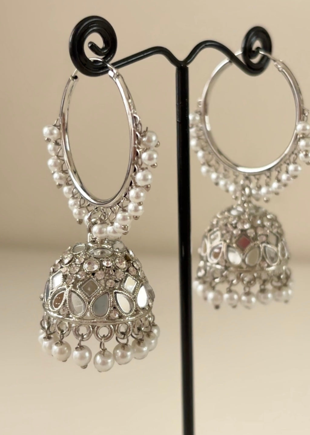 EZEL - Silver Mirror Jhumka Hoops